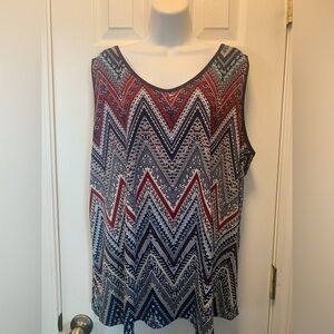 Exclusive One Womens Plus 2X Red/White/Blue Sleeveless Tank Top